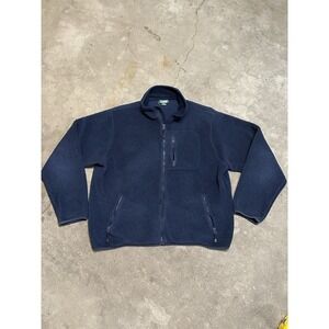 Vintage LL Bean Jacket Mens 2XL Blue Deep Pile Fleece Zip Up Outdoor Hike 90s